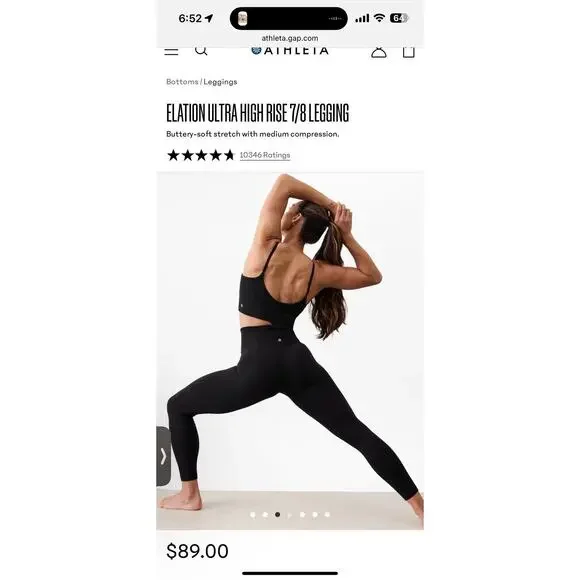 ATHLETA Ultra High Rise Elation 7/8 Legging M Medium | Black tight #599750 - Picture 10 of 15